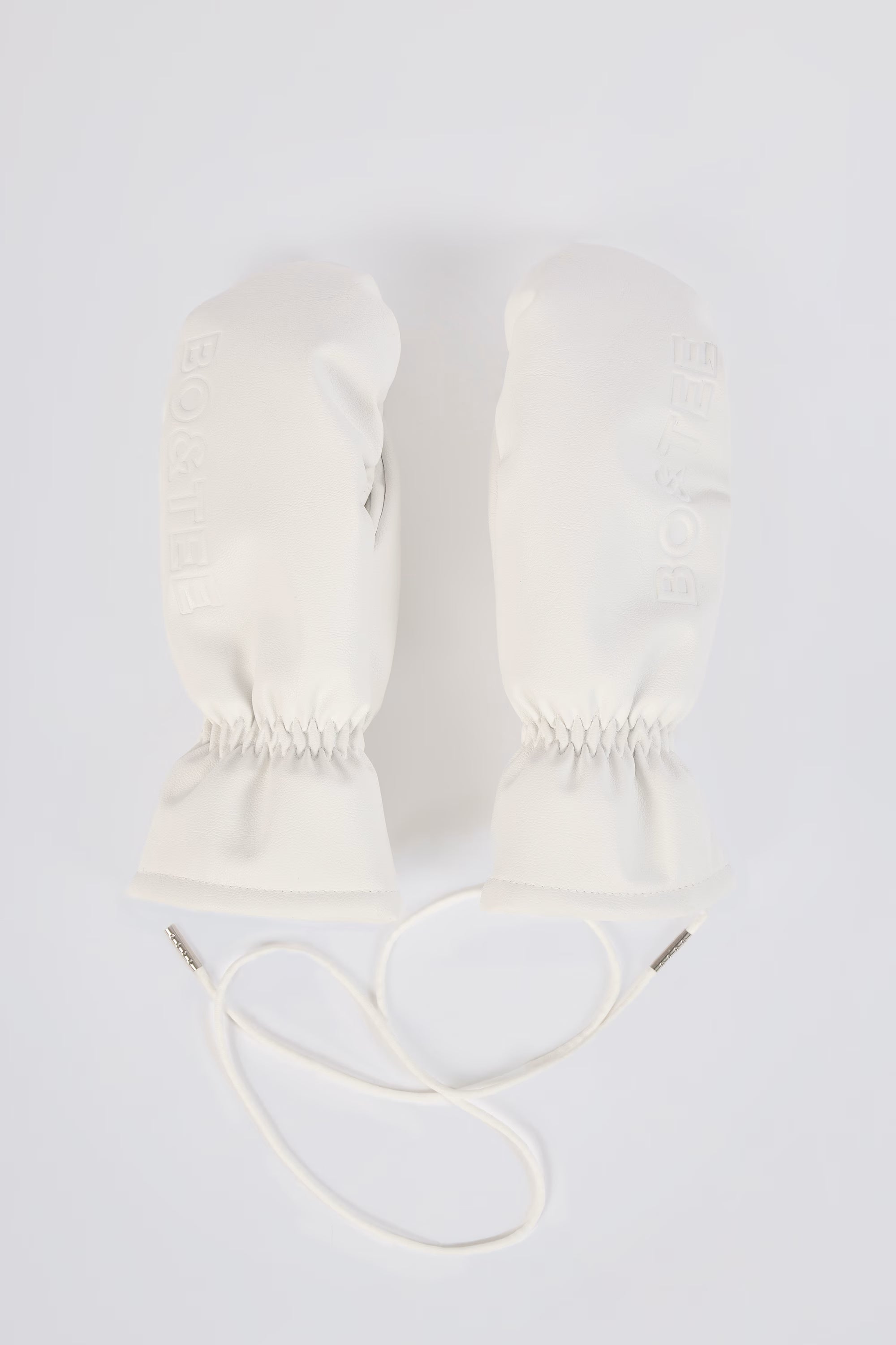 Faux-Leather Gloves in Ice White
