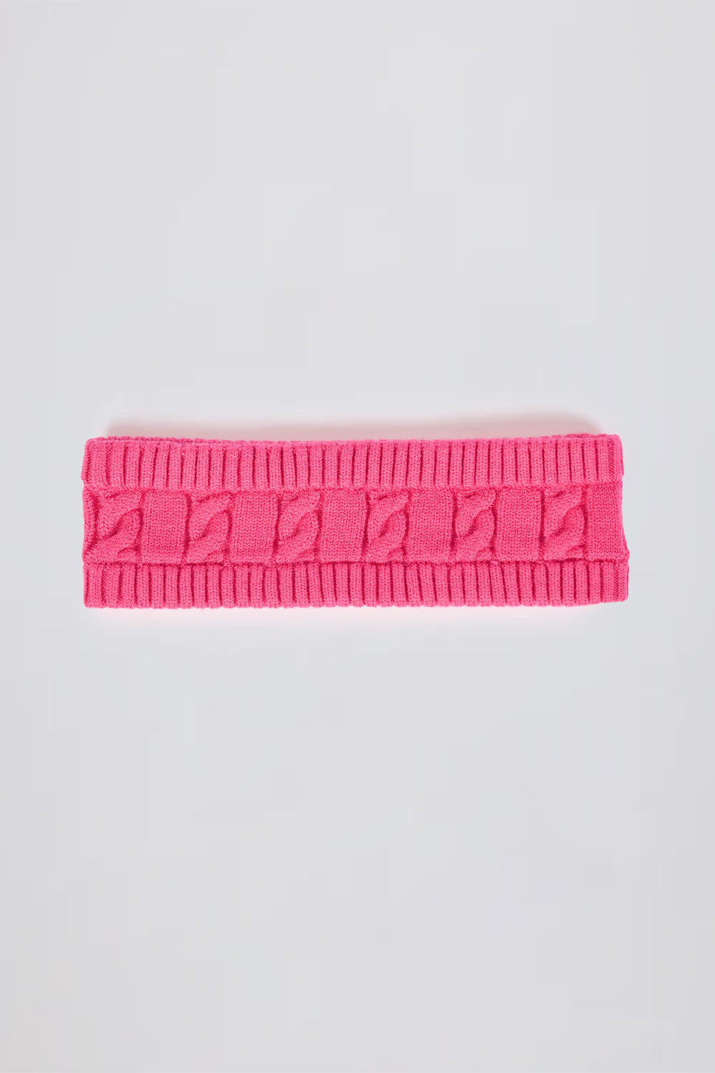Cable-Knit Headband in Hot Pink